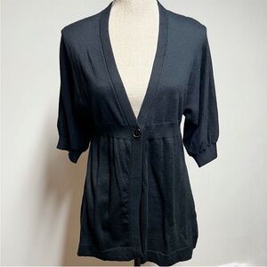 Vince Black Cotton Cashmere Blend Knit Cardigan Size Large